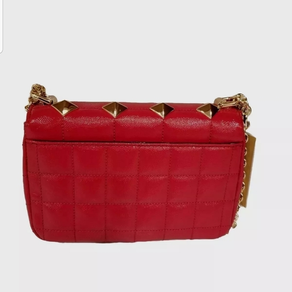 NWT!  MICHAEL KORS SOHO SMALL CRIMSON 🔥🔥 STUDDED CHAIN LEATHER SHOULDER BAG - Picture 6 of 14